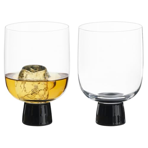 Anton Studio Designs Oslo Handmade DOF Tumblers for Whiskey, Spirits or Water - 300 ml - Black - Set of 2 Elegant Drinking Glasses