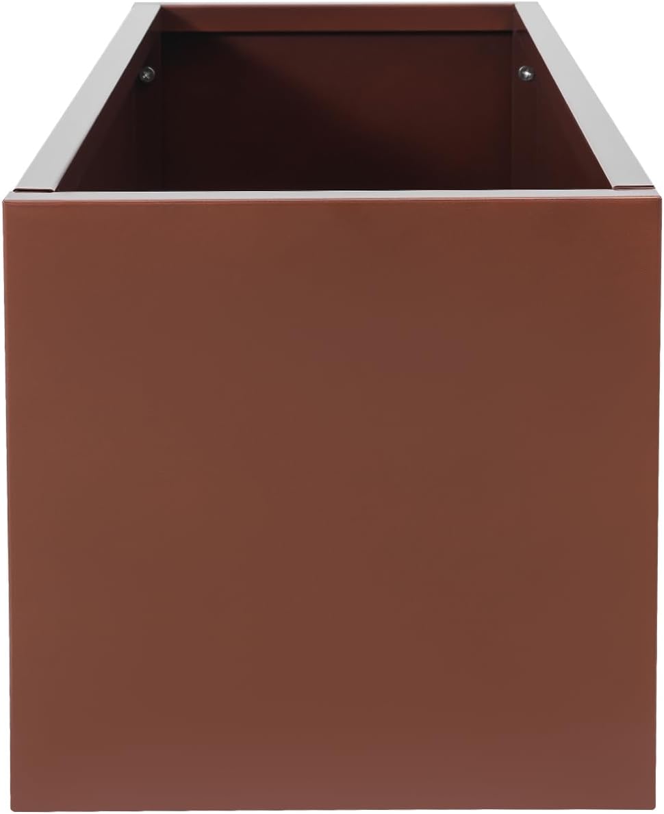 38" L x 15" W x 15" H Metal Rectangular Planter Box, Heavy Long Planters for Outdoor Plants, Coffee Outdoor Planters for Porch/Patio/Garden (Coffee, 38 * 15 * 15inch)
