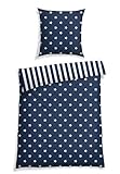 Schiesser Bettwäsche Sterne Blau, 100% Baumwolle, Größe:135 x 200 cm + 80 x 80 cm