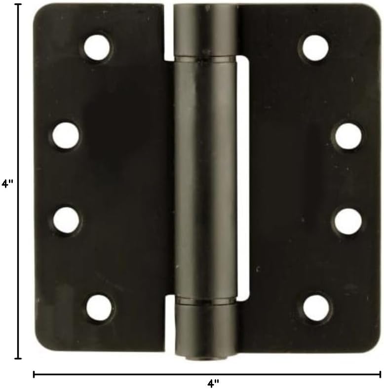 Emtek 95024 4" x 4" Spring Mortise Hinge with 1/4" Radius Corners - Pair, Flat Black