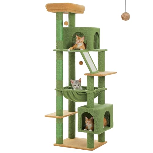 Árbol para gatos cactus alto 71 pulgadas verde miniatura 1