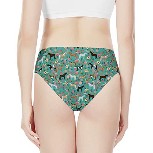 Green Horse Women’s Cute Floral Animal Pattern Soft Brifes Underwear Ladies Bikini Panties #TOP4