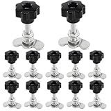 DTLLCZP 12 Stück Airlineschiene Zubehör Schraubfitting für Airlineschiene Fitting, M8x60 500daN Endbeschlag aus verzinktem Stahl mit Sterngriffschraube Endbeschlag für Zurrschienen