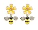 Gold Plated Bee Stud Dangle Drop Earrings for Women Girls Yellow Flower Crystal Jewelry by SUNSCSC (Yellow Bee W749)
