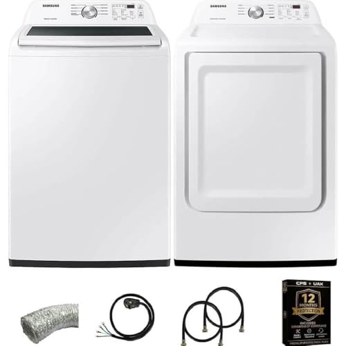 Samsung WA44A320KIT1 White Top Load High-Efficiency Smart Washer and Dryer Pair 4.5 Cu Ft Washer 7.4 Cu Ft Electric Dr