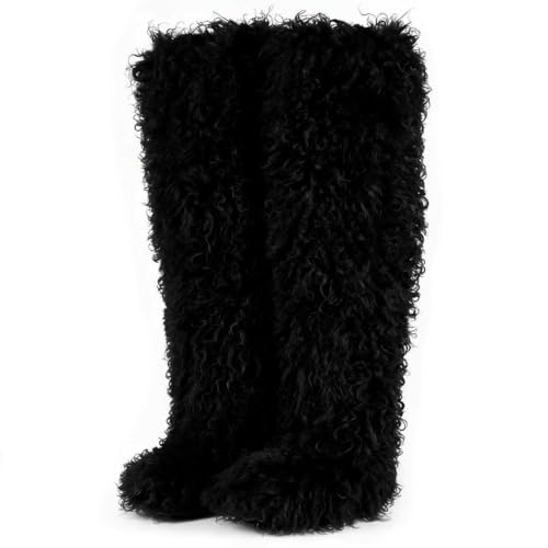 Conmfotey Over-the-Knee Faux Fur Boots