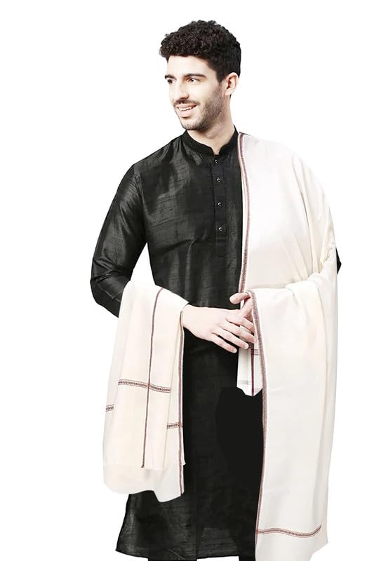 manra Men's Kashmiri Wool Shawl Solid Pattern for Gents-picture-37