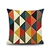 Lieson Housse de Coussin 40x40, Housse Oreiller Canapé Multicolore Coussins Decoratifs Motif Triangulaire Geometrique, Lin