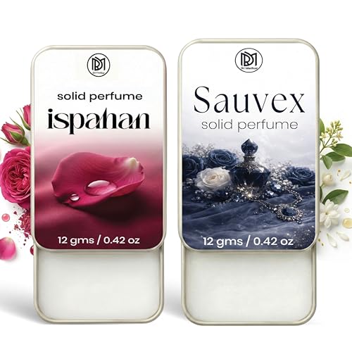Image of Dr.Mashur Solid Perfume |Ispahan&Sauvex Alcohol Free Wax Perfume Balm, Long Lasting | Pocket Tin 12g, Pack Of 2| Non Greasy Smooth Glide, Travel Friendly Men And Women