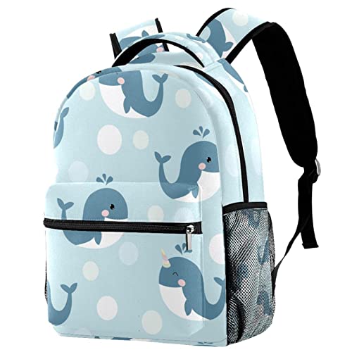 Sac à dos de voyage motif dauphins sac bleu fille garçon avec poche
