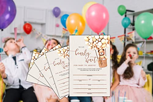 Balloon Bear Baby Shower Party Invitation To Celebrate Mom-To-Be - Baby Shower Invite For Boy Girl - Pregnancy Announcement - Gender Reveal Party - 20 Fill-In Invitation Cards With 20 Envelopes (Invite B001) #TOP3