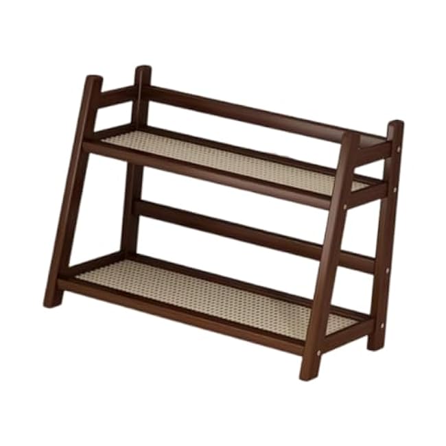 Bamboo Double Layer Rack,Kitchen Organizer,Mug Holder,Practical Simple Seasoning Rack Desk Storage Shelf for Kitchen Office, Brown, M
