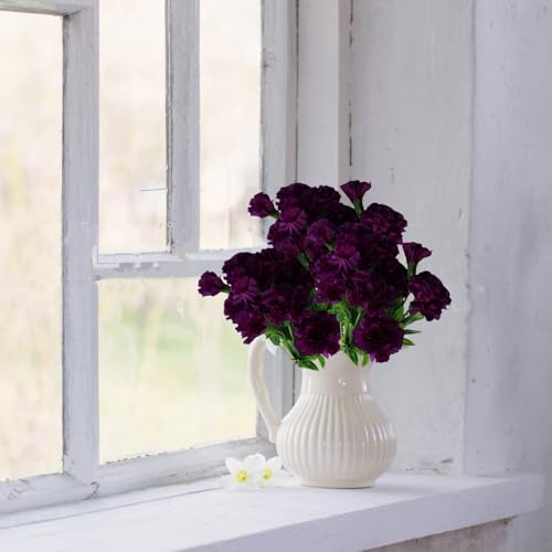 astylishome Autumn Artificial Flowers with Stem 40 pcs Purple Fake Faux Flower for Home Decor Bridal Wedding Party Garden Floral Arrangement Craft Accessories 0408 - Image 4