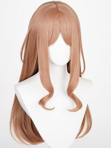 Image of Half and Half Long Curly Anime Orange Brown Wig for Nagasaki Soyo Cosplay 26.3'' Light Blonde Brown Wigs with Bangs for Women Party Halloween