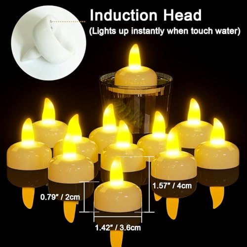 Image of Coku Flameless Floating LED Candles, Waterproof Water Sensor Tealight Diyas, Battery Operated Decorative LED Tea Lights for Diwali, Wedding, Christmas & Home Decoration (Warm White, Pack 12)