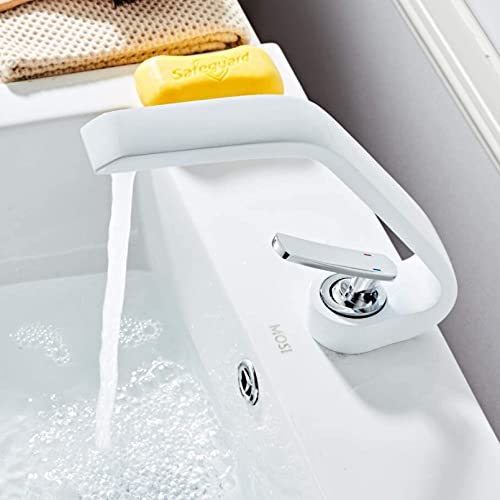 Robinet de lavabo mitigeur de salle de bain en laiton blanc durable