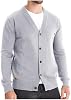 Cárdigan de botones para hombre, suave y cómodo, cuello en V, tejido, ajuste delgado, liso, camisa chaqueta casual 2