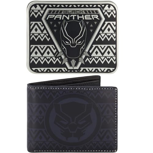 Concept One Marvel Black Panther Wallet, Slim Bifold Wallet with Decorative Tin Case for Men and Women, Multicolor