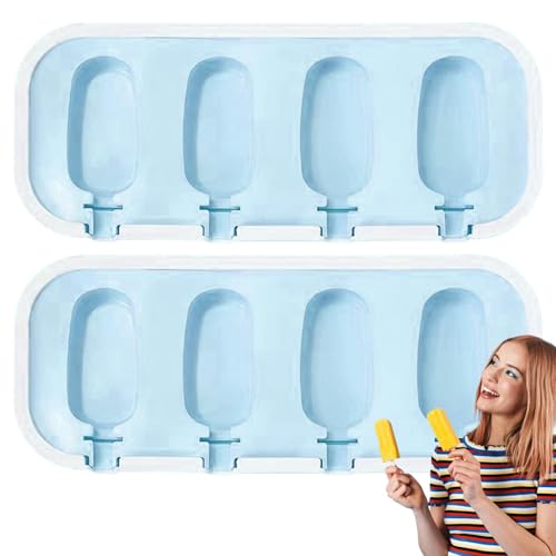 JIEBWCHA Molde de helado, moldes para helados, Máquina de helado de silicona de 4 agujeros, Moldes de helado de alimentos de liberación fácil para jugos, batidos y helados de frutas