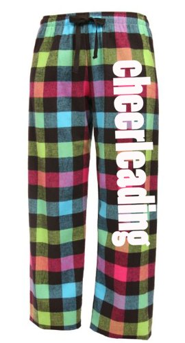 Image Sport Cheerleading Drawstring Flannel Pant Adult Small Neon Plaid