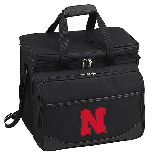 Nebraska University Licensed Cornhuskers Insulated Equipped Picnic Cooler for 4 - Designed and Assembled in California