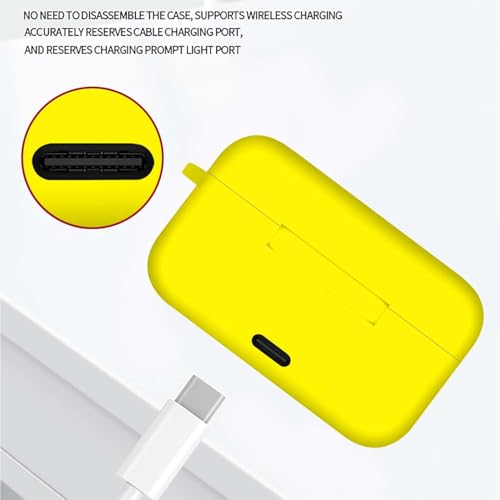 Image of Anvique Silicone Case Cover for Realme Buds T500 Pro, Shockproof Protective Earbuds Cover with Keychain Hook, Anti-Scratch Soft Silicone Skin, Full Body Protection Case (Yellow)