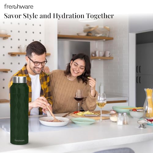Image of Frenchware Water Bottle (1 Litre, Premium Stainless Steel, Emerald Green) Bottle for Fridge, School, Outdoor, Gym, Home and Office, Scratch-Resistant, Rust Free, Non-Toxic, Easy-to-Clean