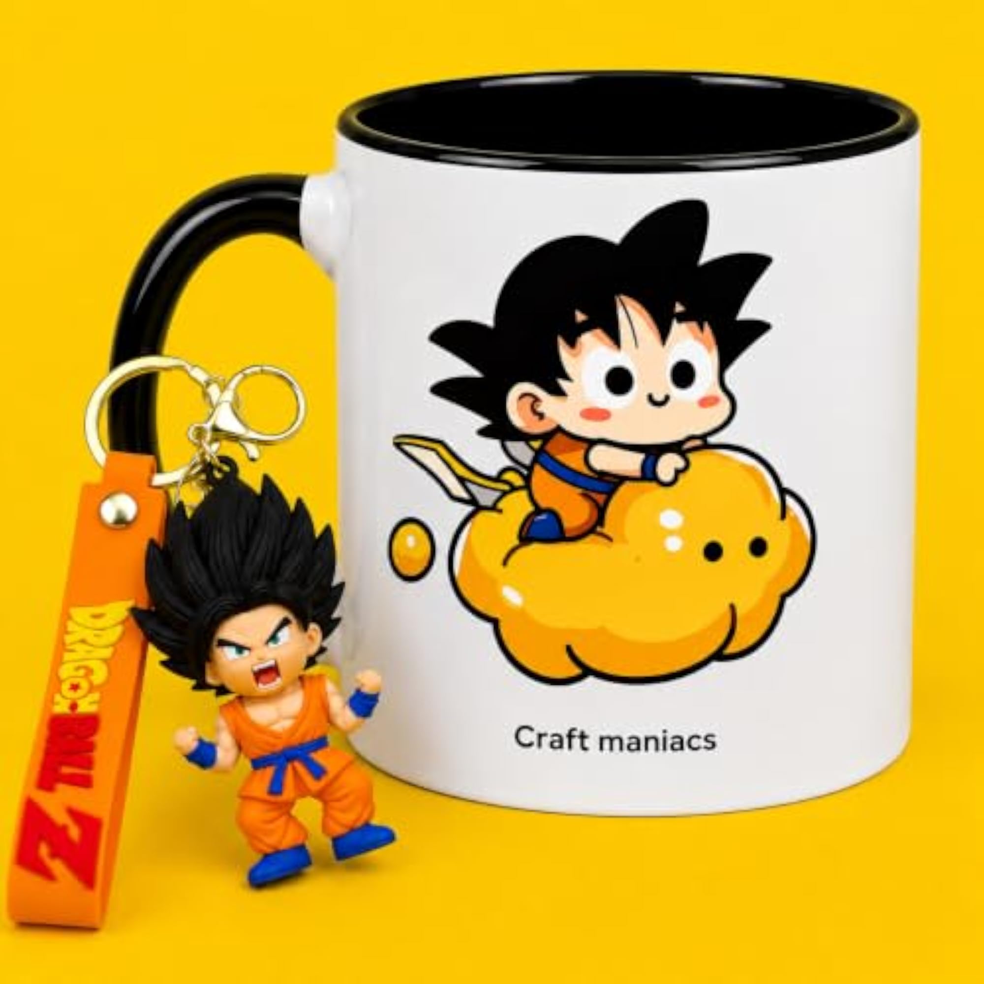 Goku Chbi Cloud Black Rim Mug with Silicon Keychain