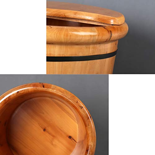 Spa de pies de madera Katzowen con tapa, barril de cedro miniatura 4