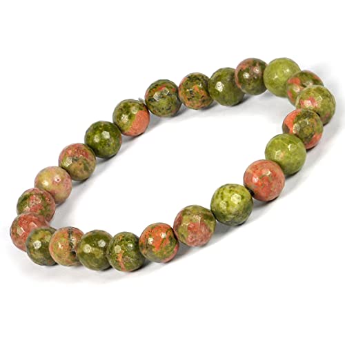Image of Reiki Crystal Products Natural Crystal Stone 8 mm Faceted Diamond Cut Beads Bracelet for Men & Women | Reiki Charged Gemstone Bracelet | Multiple Stone Variants Available