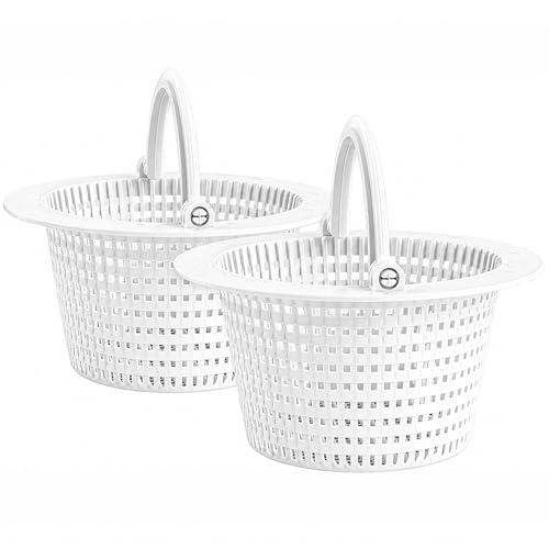 FibroPool Above Ground Pool Skimmer Basket Replacement 2 Pack - Through-Wall Strainer - Pivot Handle - 6.45' Top Width - Pool Filtration Strainer