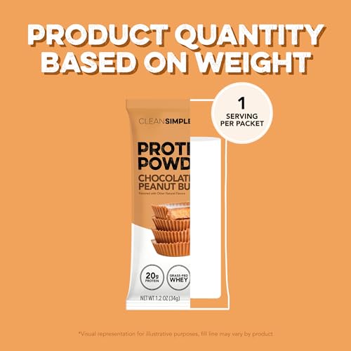 Image of Clean Simple Eats Whey Isolate Protein Powder, Chocolate Peanut Butter, Naturally Sweetened, Zero Added Sugar, 20g 100% Grass Fed Protein Powder with Digestive Enzymes, Gluten Free, Non GMO, 10 Sticks