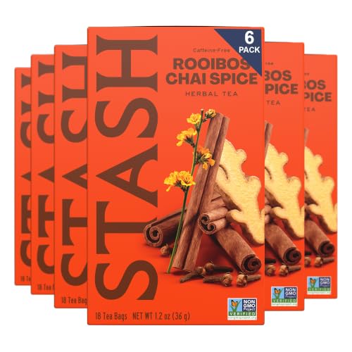 Stash Tea Spice Dragon Red Chai Herbal Tea, Caffeine Free, 18 Bags (Pack Of 6)
