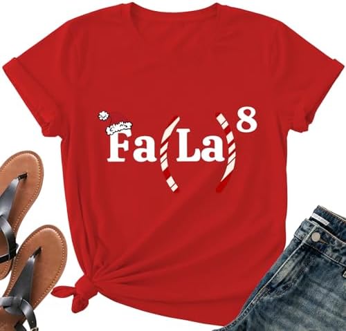 Christmas Teacher Shirts for Women - Funny Math Teacher Xmas Short Sleeve Math Lover Holiday Tee Tops