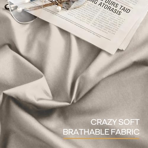 Image of ZonLi Duvet Cover for Weighted Blanket (Almond Milk Grey, 60 inchx80 inch), Breathable Soft Duvet Cover Queen Size Removable Cooling Cover for All Season