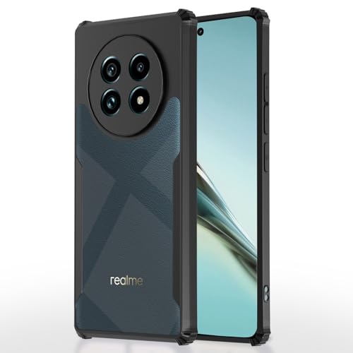 Image of Pikkme Crystal Clear Transparent Back Cover | Ultra Hyrbid | Full Camera Protection | Raised Edge | Bumper Case for Realme 13 Pro 5G / Realme 13 Pro Plus 5G (Black)