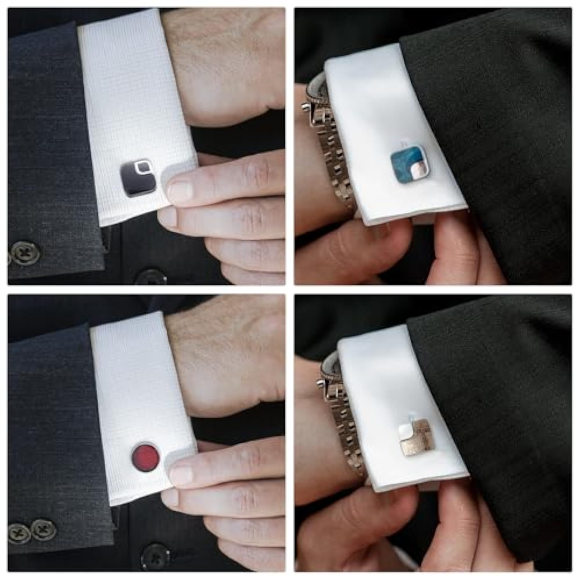 Men's Cufflinks Set of 4 in Gift Box, Stylish Design