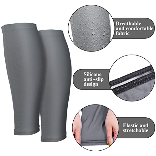 3 Pairs Calf Compression Sleeves for Men And Women Football Leg Sleeve Footless Compression Sock for Running Athlete Cycling (Black, White, Gray, Medium)4