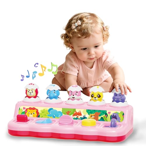 Image of FS Montessori Pop Up Toy for Babies 9-12-18 Months - Quiet Mode Cause and Effect Toys for 1 Year Old Boy Girl - Fine Motor Skills Sensory Infant Toy - Travel Friendly First Birthday Gift