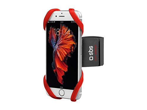 SBS Fascia da Braccio portacellulare Universale per telefoni Fino a 6, Chiusura Regolabile in Velcro, Traspirante, con Fascette elatiche per Smartphone