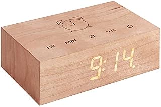 Gingko Design G003C15 Alarm Clock, Wood, Cherry, One size