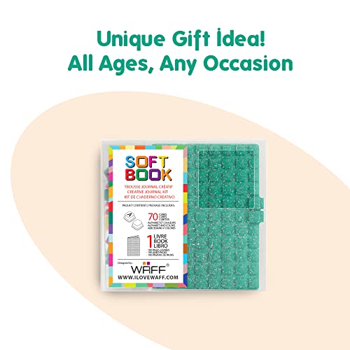 Waff Mini Notebooks For Kids, Personalized Journal With 70 Lego Like Cubes, Refillable Notebook, 120 Lined Pages, Water Proof Silicone Soft Cover, Creative Birthday Gift Diary (Malachite, A7) #TOP5