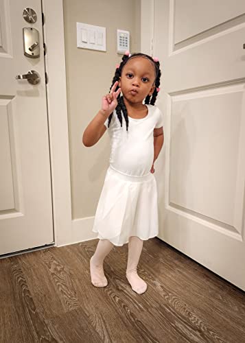 Stelle Girls Bow Back Short Sleeve Leotard For Dance, Gymnastics And Ballet (1-White, 4T) #TOP6