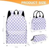 Ansteade 3PCS Backpack for Girls, Kids School Backpack Sets with Lunch Bag Pencil Case, Large Capacity 17 Inch Bookpack 3 in 1 Set for Teens Elementary Middle High School Students (Checker)