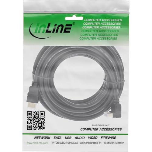 Câble HDMI coudé 15m High Speed avec Ethernet | InLine 17015 V