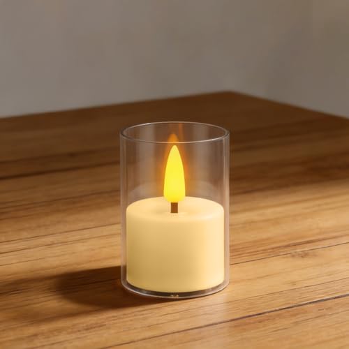 Image of 12-Pack Ivory Flameless LED Tea Light Candles with Clear Acrylic Holders & Remote, Flickering Battery Operated Tea Lights with 2 /4 /6 /8 Hour Timer for Weddings, Home Decor, Parties & Centerpieces