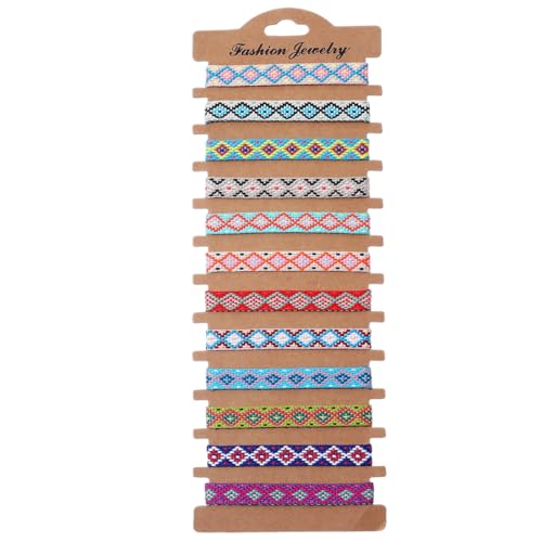 12 pulseras trenzadas coloridas hechas a mano, pulseras de la amistad coloridas...