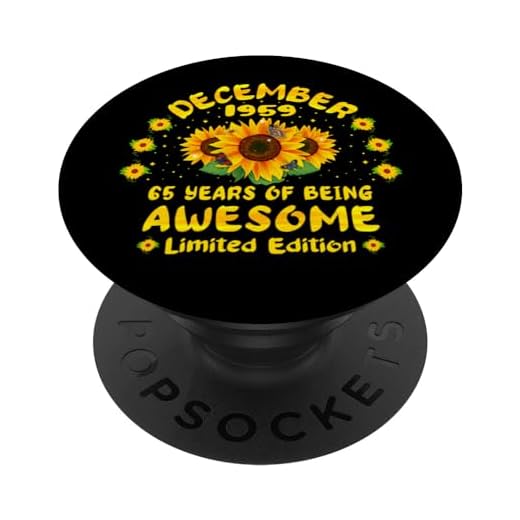 65 Cumpleaños 65 Años Amante del Girasol Nacido en diciembre 1959 PopSockets PopGrip Intercambiable