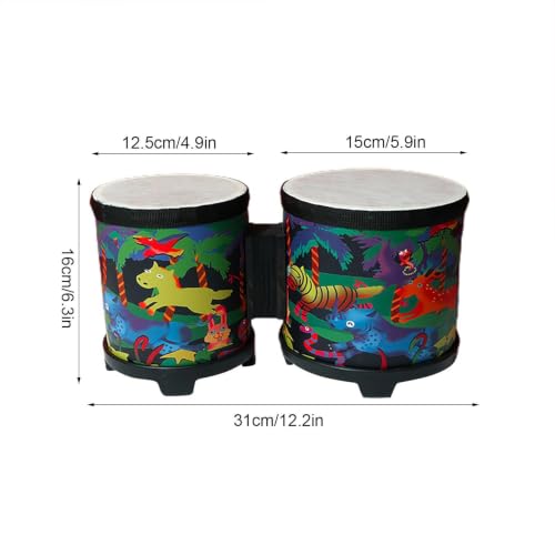 Bongo drum de madera hecho a mano con varillas de colores para percusión fluida 5
