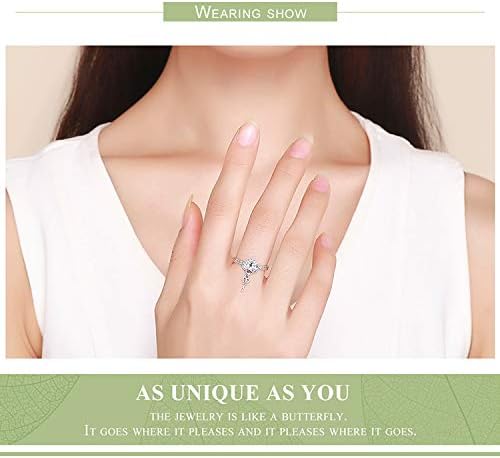 Genuine 925 Sterling Silver Love Heart Key Purple CZ Finger Rings for Women Wedding Engagement Jewellery, Silver,Purple - Image 3